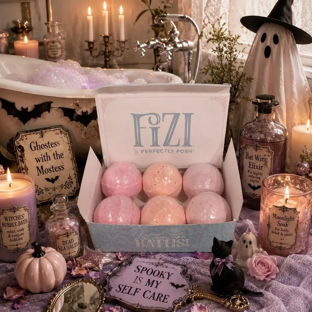 Perfectly Posh FIZI Bath Bomb Set 6 Pc Assorted Mystery Scents Rare Discontinued